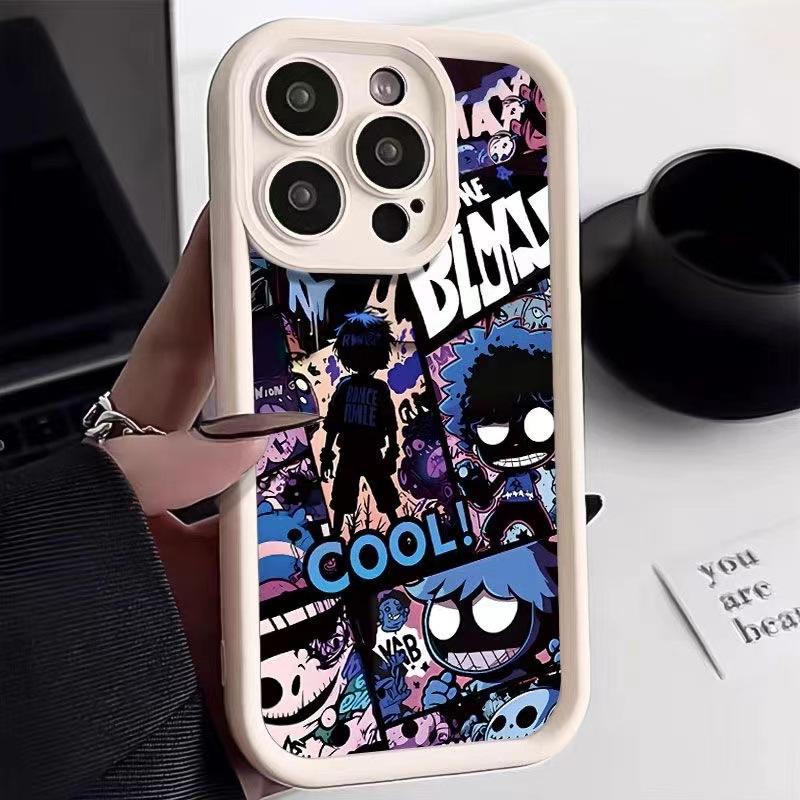 Manga Design Hip Hop Frosted Shockproof Phone Cover Case for iPhone 16 15 14 13 12 Pro Max Plus