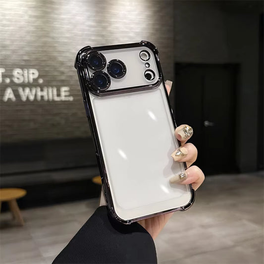 Shockproof Mobile Phone Case for iPhone 12,13,14,15,16,17 pro max Air- Electroplated Transparent Clear Soft TPU Phone Cover