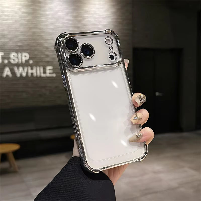 Shockproof Mobile Phone Case for iPhone 12,13,14,15,16,17 pro max Air- Electroplated Transparent Clear Soft TPU Phone Cover